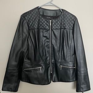 Zara Basic Faux Leather Jacket with Quilted Detail